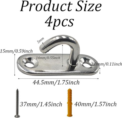 4Pcs M5 304 Stainless Steel Ceiling Hooks, Heavy Duty Pad Eye Plate - Image 2