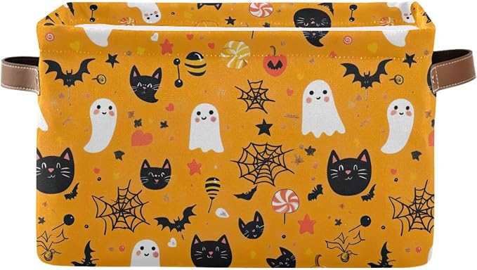 Halloween Black Cat Foldable Storage Basket by LLCxigua