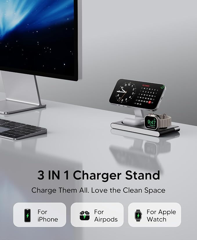 Foldable 3 in 1 Magnetic Wireless Charging Station - Image 8