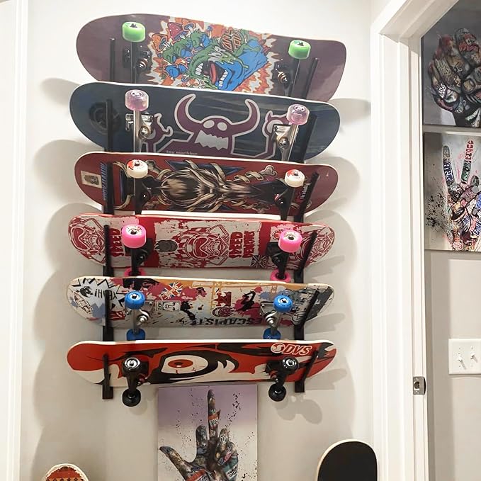 Skateboard Wall Mount, 6 Floors Skate Board Wall Display Hanger Rack, Ski Holder - Image 7
