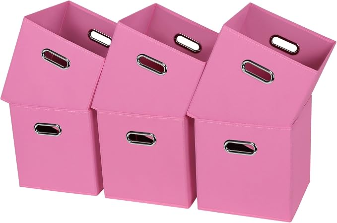 Black Fabric Cubby Storage Bins, Cube Organizer Bin Foldable Storage Boxes by Yunkeeper