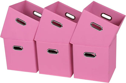 Black Fabric Cubby Storage Bins, Cube Organizer Bin Foldable Storage Boxes by Yunkeeper