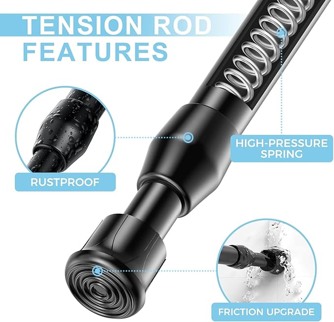 AIZESI Spring Tension Curtain Rods Short Tension Rod - Image 3