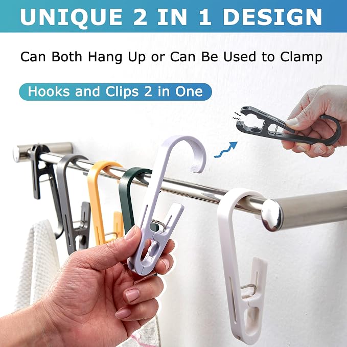 Laundry Hooks with Clips Hanger Closet Organizer Clamps Socks Boot Bras Towels - Image 2