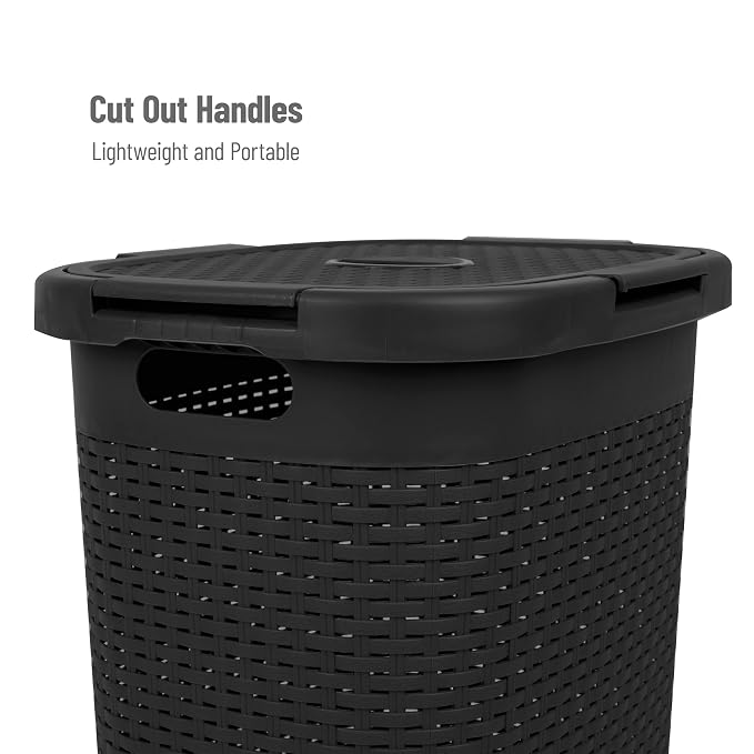 Mind Reader 60L Slim Laundry Hamper, Clothes Basket, Wicker Design, 17.65"L x - Image 4