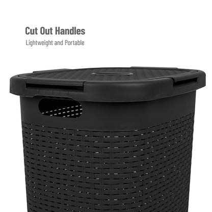 Mind Reader 60L Slim Laundry Hamper, Clothes Basket, Wicker Design, 17.65"L x - Image 4