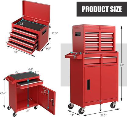 Goplus Tool Chest, 5 Drawers Rolling Tool Cabinet - Image 3
