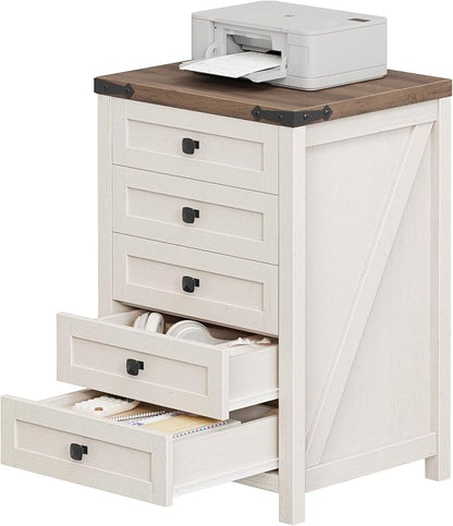 Halitaa 5 Drawer Small File Cabinet, Farmhouse Vertical Filing Cabinet | Under - Image 8