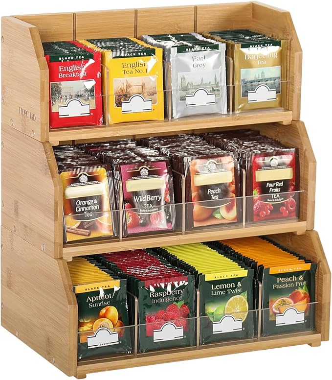 TIOPGHAD 3 Layer Stackable Bamboo Tea Bag Organizer Storage Holder by TIOPGHAD