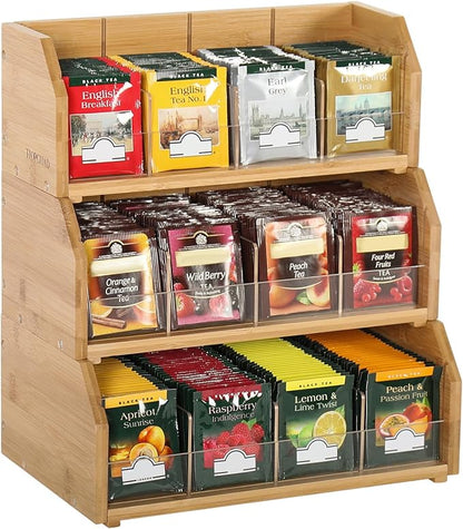 TIOPGHAD 3 Layer Stackable Bamboo Tea Bag Organizer Storage Holder by TIOPGHAD
