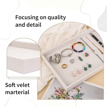 Mornajina 13.8" x 9.5" Velvet Jewelry Tray Jewelry Display Tray Flat Tray - Image 6