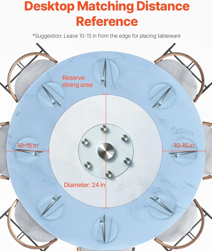 VEVOR 30 in Glass Lazy Susan Turntable, Tempered Glass Dining Table Centerpiece - Image 6