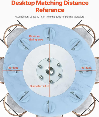 VEVOR 30 in Glass Lazy Susan Turntable, Tempered Glass Dining Table Centerpiece - Image 6