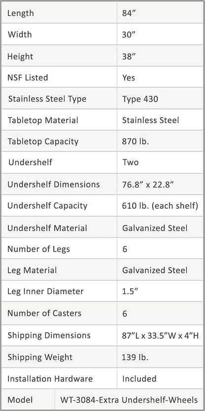 AmGood Stainless Steel Work Table - Image 3