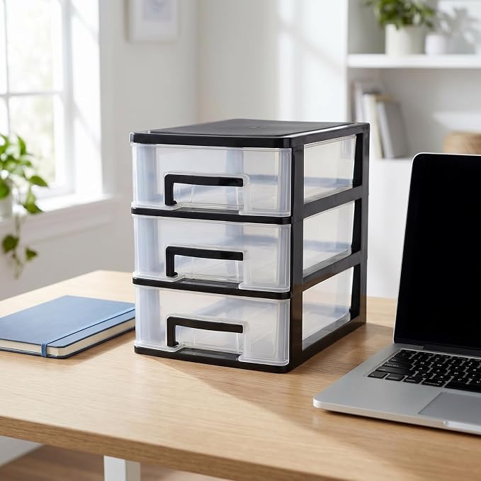 Angoily 3 Tier Plastic Drawer Type Closet, Plastic Home Office Storage Organizer - Image 2