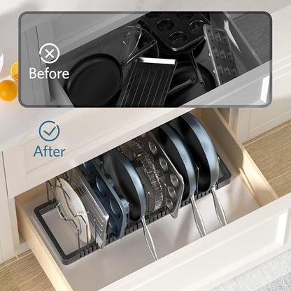 Pots and Pans Organizer under Cabinet, Expandable Pot Lid Organizer Holder - Image 5