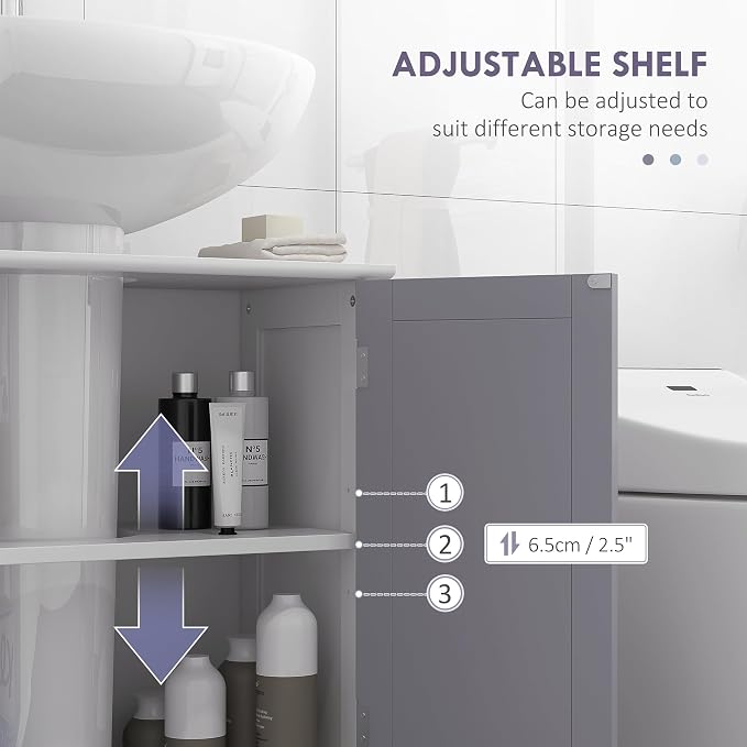 kleankin 23.5" Pedestal Sink Storage Cabinet, Freestanding Bathroom Under Sink - Image 6