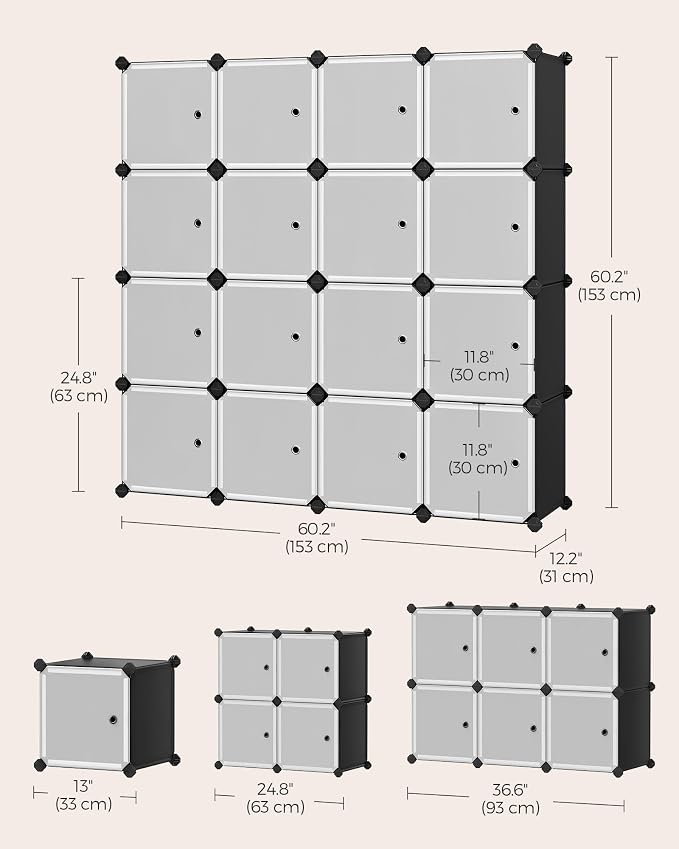 SONGMICS Cube Storage Organizer, Closet Storage Shelves, DIY Plastic Closet - Image 3