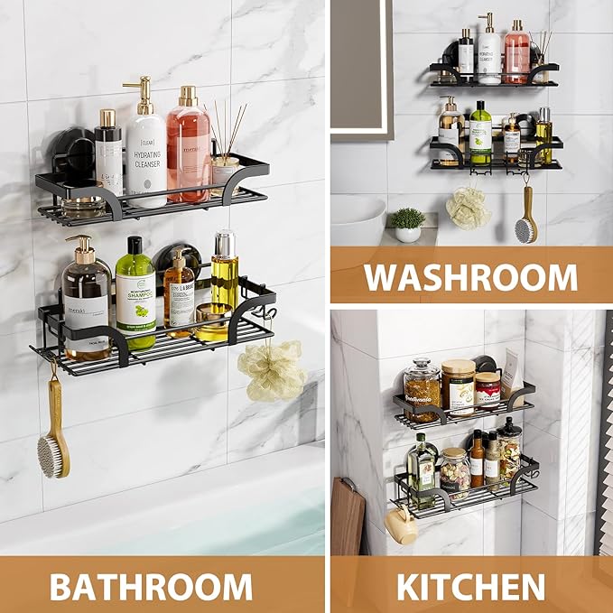 LEVERLOC Shower Caddy Suction Cup, 2 Pack Shower Shelves - Image 4