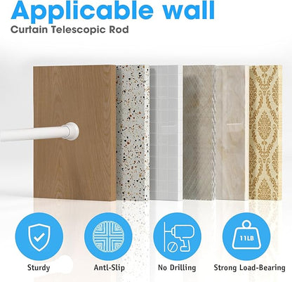 MEXAU White Tension Curtain Rods18 to 36 In, Small Curtain Rods No Drilling | - Image 4