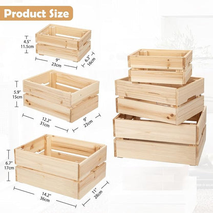 Oairse Set of 3 Rustic Wooden Storage Crates - Image 5