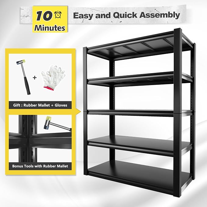 REIBII Storage Shelves Heavy Duty Garage Shelving 72" Adjustable Metal Shelves - Image 8