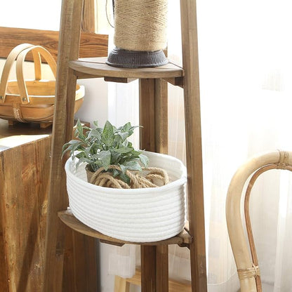 Sea Team 2-Pack Cotton Rope Baskets, Fabric Tray, Oval Open Dish - Image 4