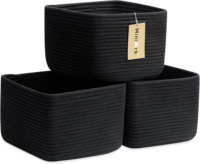 Small Organizing Baskets for Cubes Shelf, 9.7x9.7x7.1 Inch Rope Woven Storage by MiniArkStorageBasketsHome
