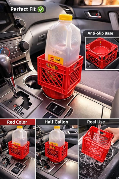 Half Gallon Car Cup Holder Expander, Classic Milk Crate Style Adapter - Image 3