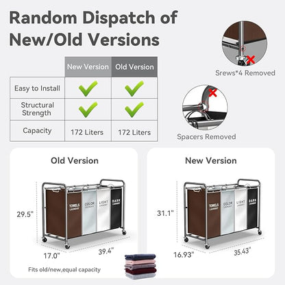 ROMOON Laundry Hamper Sorter Cart: 4-Section Organizer - Image 6