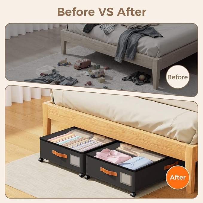 Under Bed Storage with Wheels, Large Capacity UnderBed Containers with Clear - Image 6