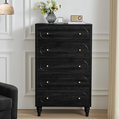 ORRD 5 Drawer Fluted Dresser for Bedroom Set of 2, Mid Century Modern Chest of - Image 7