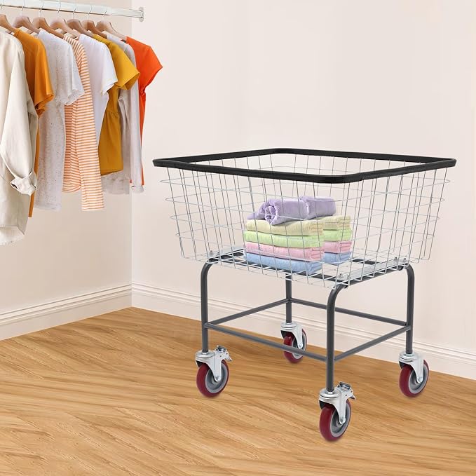 Heavy Duty Steel Wire Laundry Cart - Image 2