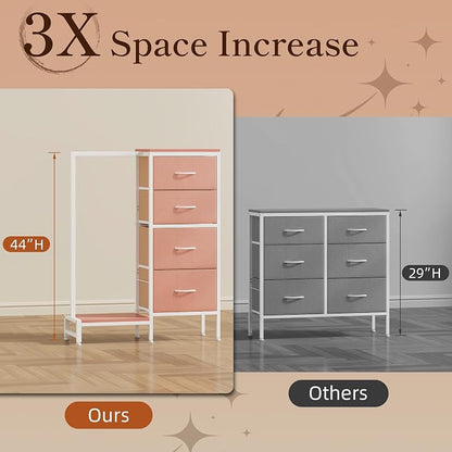 HIGDBFE Dresser with Hanging Rack, 4 Drawers Small Closet - Image 4
