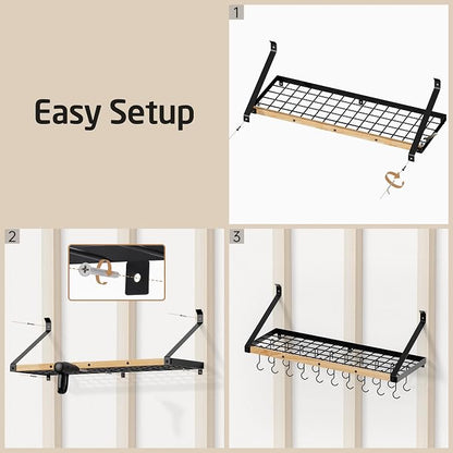 KES Pot Rack Wall Mounted 34 Inch, Pot and Pan Hanging Rack - Image 8