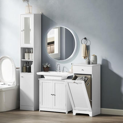 kleankin 23.5" Pedestal Sink Storage Cabinet, Freestanding Bathroom Under Sink - Image 8