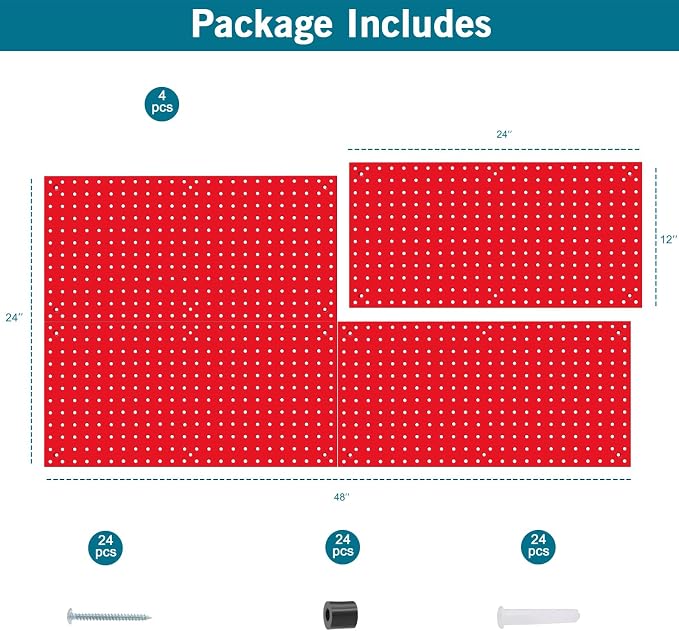 Peg Board, Pegboard Rack Garage Storage Steel Horizontal Peg Board Pack - Image 2
