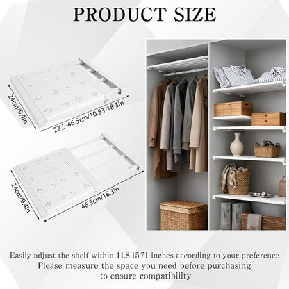5 Pcs Closet Tension Shelf Rod Expandable Adjustable 10.83-18.3 inch Shelf - Image 2