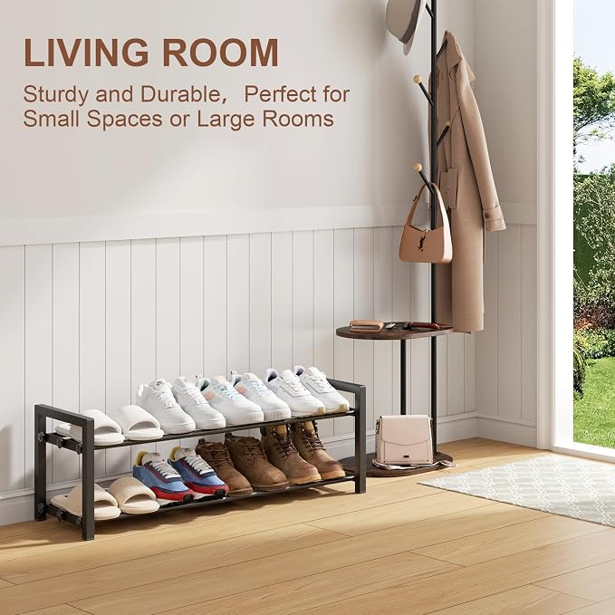 2-Tier Expandable Shoe Rack, Adjustable Shoe Shelf Storage Organizer Heavy Duty - Image 3