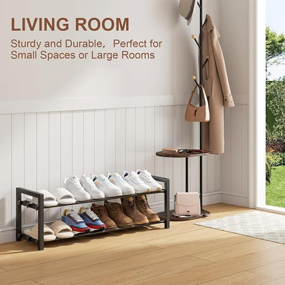 2-Tier Expandable Shoe Rack, Adjustable Shoe Shelf Storage Organizer Heavy Duty - Image 3