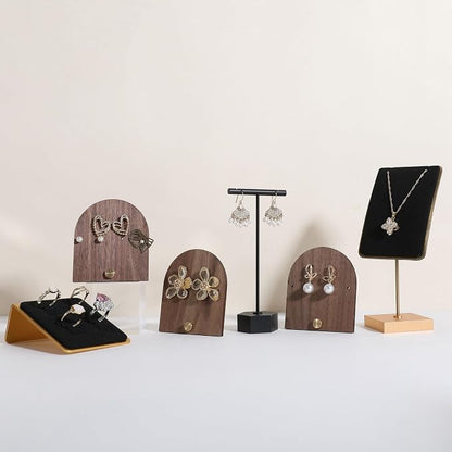 GemeShou 3pcs wooden jewelry earring organizer holder, walnut earring studs - Image 6