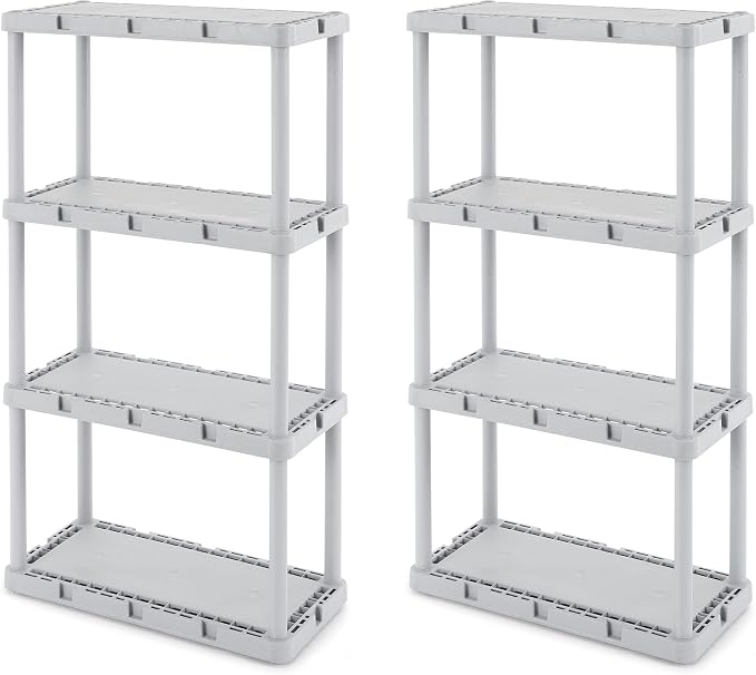 Gracious Living 2 Pack Light Duty Storage Shelves, Knect-A-Shelf 4-Shelf Solid by GraciousLiving