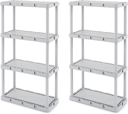 Gracious Living 2 Pack Light Duty Storage Shelves, Knect-A-Shelf 4-Shelf Solid by GraciousLiving