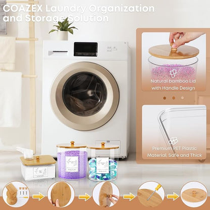 3 Pack Laundry Powder Container & Dryer Sheet Holder, Large Plastic Laundry - Image 4