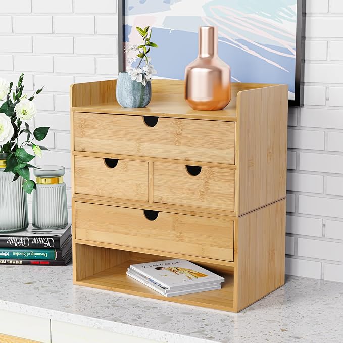 Bamboo Desk Drawer Organizer, Desktop Organizer - Image 4