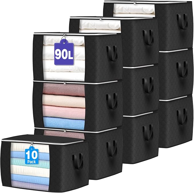 Budding Joy 90 L Large Storage Bags, 10 Pack Clothes Storage Bins Foldable by BuddingJoy-BuildaJoyfulLifeforYou