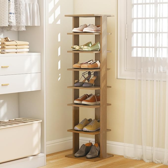 Tangkula 8-Tier Vertical Shoe Rack, Space-Saving Corner Shoe Organizer - Image 3
