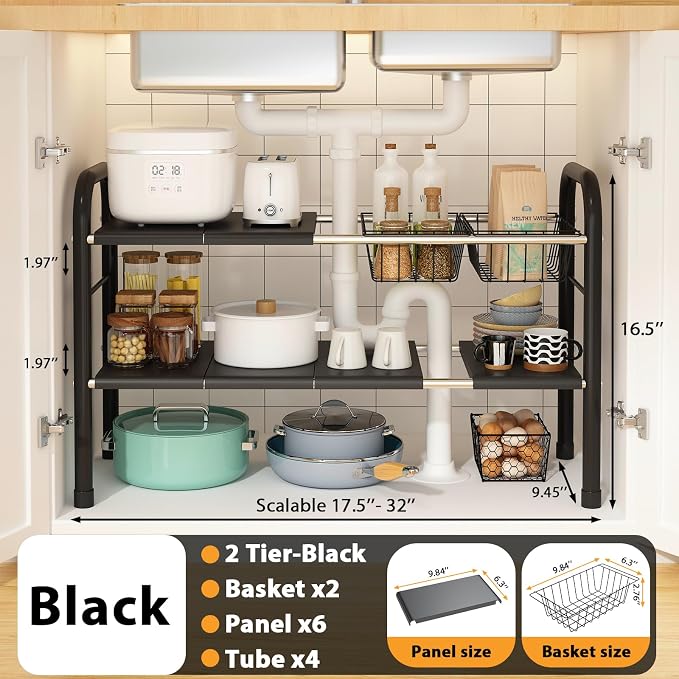 Expandable Under Sink Organizer, 2 Tier Under Sink Shelf - Image 6