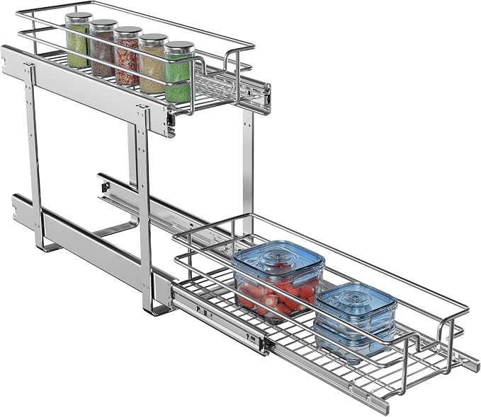 2-Tier Individual Cabinet Pull Out Shelves, Slide Out Kitchen Panty Narrow - Image 7