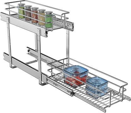 2-Tier Individual Cabinet Pull Out Shelves, Slide Out Kitchen Panty Narrow - Image 7